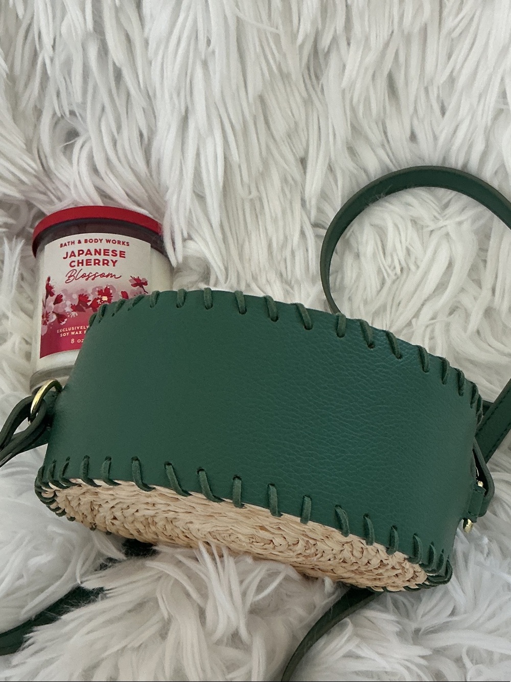 Bath and Body Works round woven crossbody and Japanese Cherry Blossom Candle - Picture 8 of 8